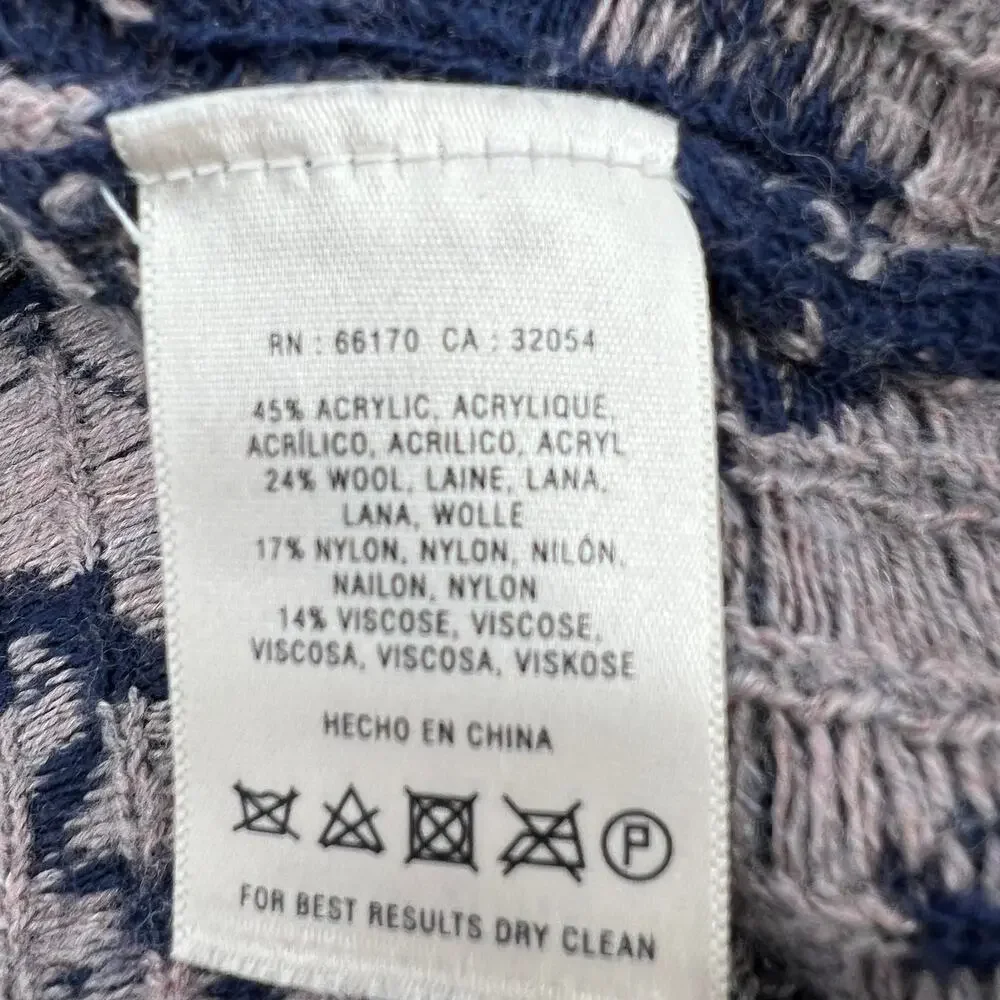 Anthropologie Moth Size XL Wool Blend Shawl Sweater Tribal Print Blue